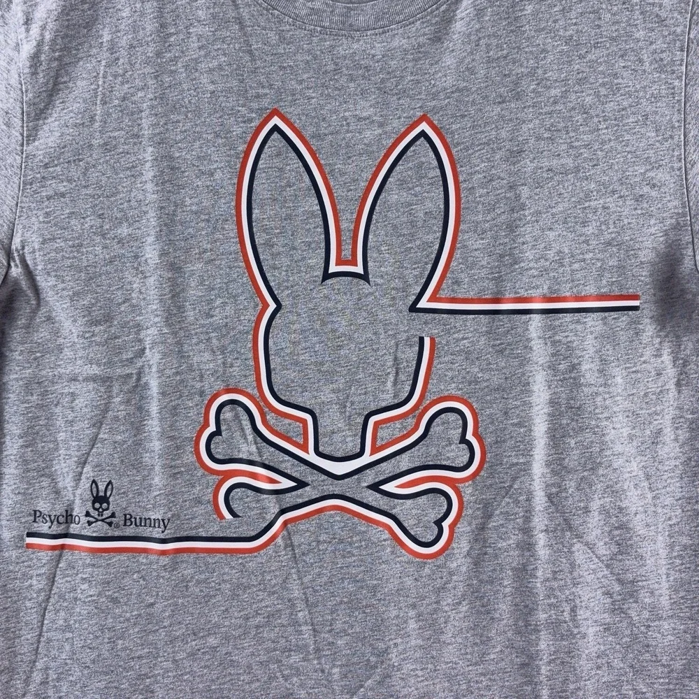 Psycho Bunny Graphic T Shirt Mens Size 5 Gray‎ Logo Cotton Crewneck Casual